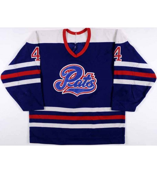 Custom WHL Regina Pats 1980s Jim Mathieson Road Hockey Jersey Blue